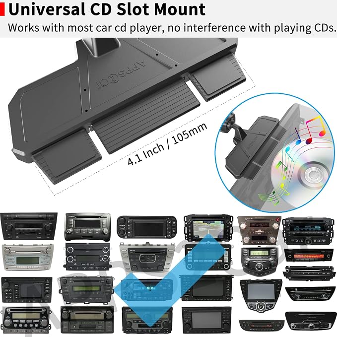 APPS2Car Sturdy CD Slot Phone Mount with One Hand Operation Design, Hands-Free Car Phone Holder Universally Compatible with All iPhone & Android Cell Phones, for Smartphone Mobile (Faux Leather) - Image 9