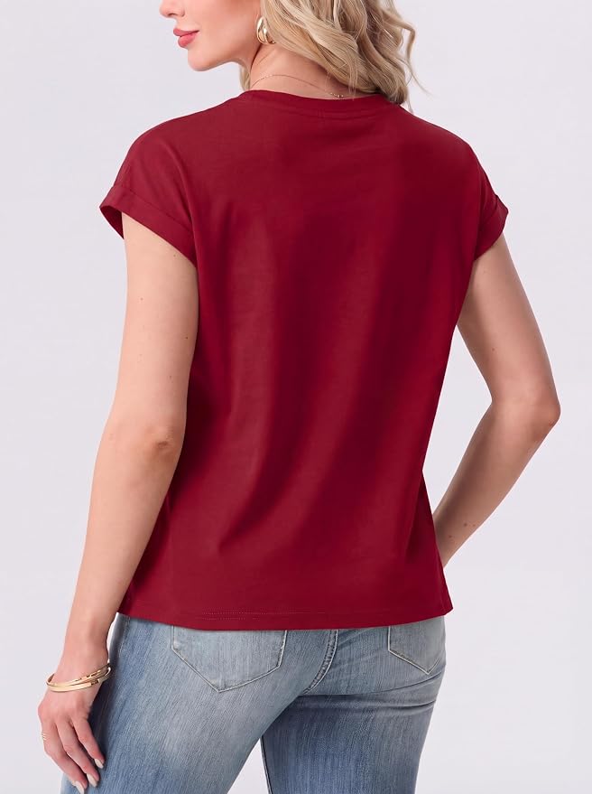 GRECERELLE Womens Summer Tops Cap Sleeve Crew Neck Basic T-Shirt | Everyday Casual Wear, Layering Friendly, Wrinkle-Resistant, Business Casual Ready, Lightweight & Packable, Capsule Wardrobe - Image 7