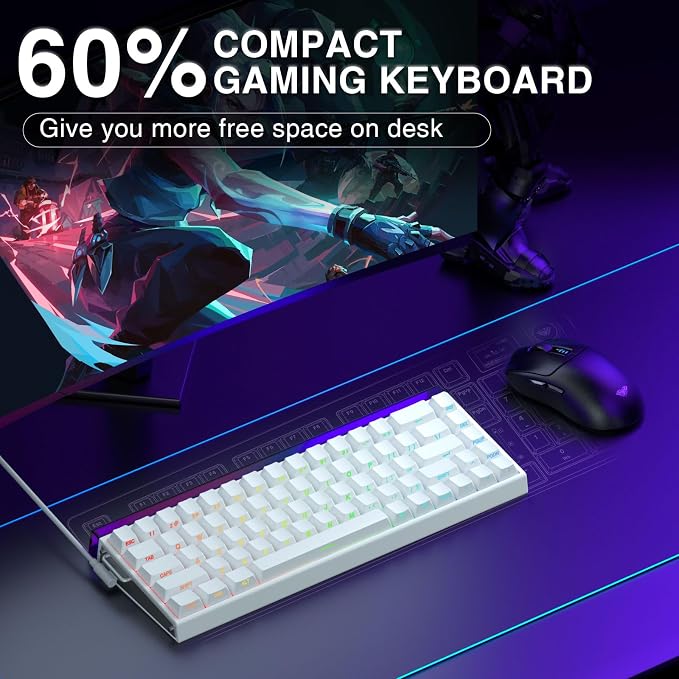 AULA Hero 68 HE 60% Gaming Keyboard Wired, Hall Effect Magnetic Switch Keyboard with Adjustable Actuation, Fast Trigger Mode, 8K Hz Polling Rate, 0.125ms Latency,Side Printed PBT Keycaps, RGB Backlit - Image 9