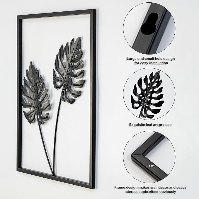 QXSXKJ Black Metal Wall Decor Framed, Minimalist Abstract Black Line Art DéCor, 3d Modern Metal Wall Art, 4 Piece Home Art for Living Room Bedroom Bathroom - Image 6
