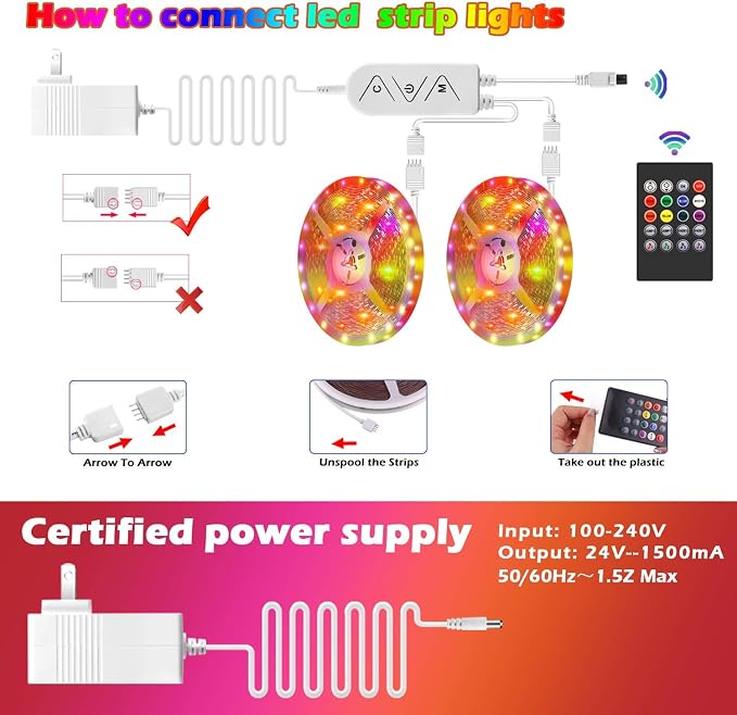 AILBTON Led Strip Lights,82ft Led Light Strips Music Sync Color Changing RGB Led Strip Built-in Mic,Bluetooth led Lights App Control with Remote,5050 RGB Rope Light Strip - Image 6