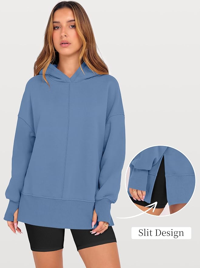 ANRABESS Womens Oversized Hoodies Long Sleeve Fleece Side Slit Hooded Sweatshirts Pullover 2026 Fall Outfits Y2K Clothes - Image 7