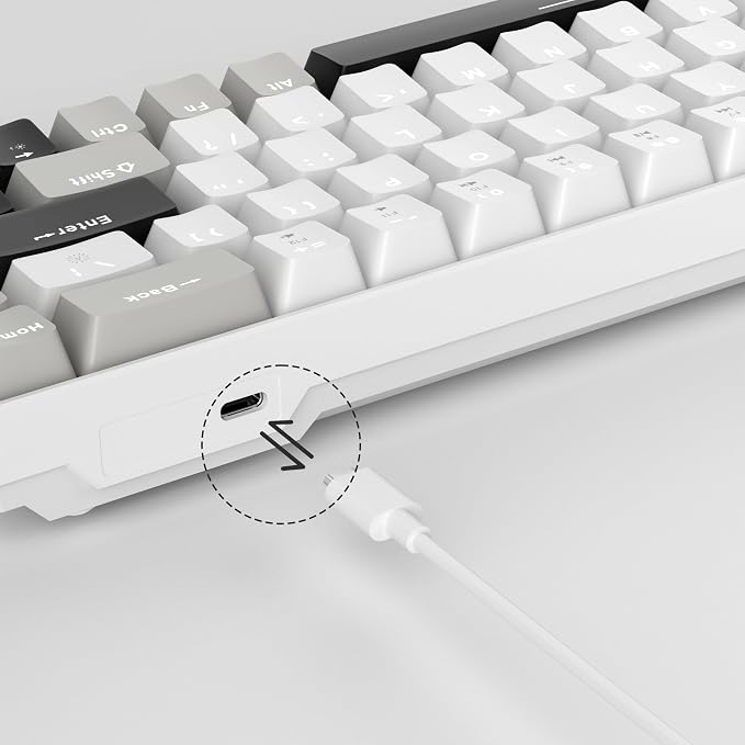 MageGee Portable 60% Mechanical Gaming Keyboard, MK-Box LED White Backlit Compact 68 Keys Mini Wired Office Keyboard with Red Switch for Windows Laptop PC Mac - Grey - Image 9