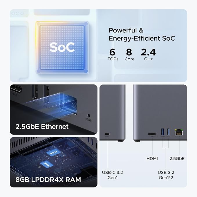 UGREEN NAS DH4300 Plus 4-Bay, Support Capacity up to 128TB (Diskless) | Remote Access, AI Photo Album, Beginner Friendly, 8GB LPDDR4X RAM, 2.5GbE, 4K HDMI, Network Attached Storage (Diskless) - Image 9