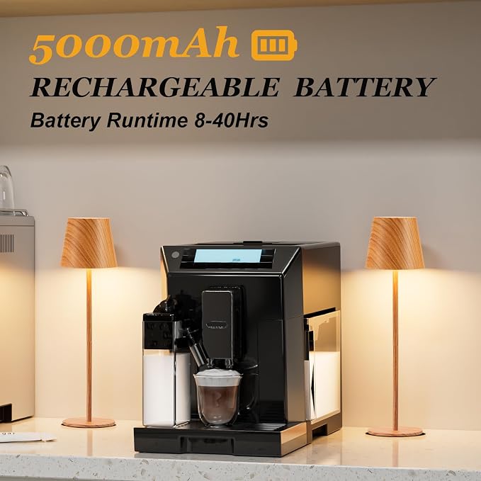 Kakanuo Wood Grain Cordless Table Lamp Rechargeable - 2 Pack 5000mAH Battery Operated Lamp for Counter, 3 Color Stepless Dimming Wireless Lamp for Dining Kitchen, Outdoor Patio, Touch Control - Image 7