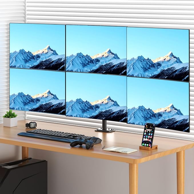 Suptek Hex LED LCD Monitor Stand up Desk Mount Extra Tall 31.5 inch Pole Heavy Duty Fully Adjustable Stand for 6 / Six Screens up to 27 inch (MD68126) - Image 11