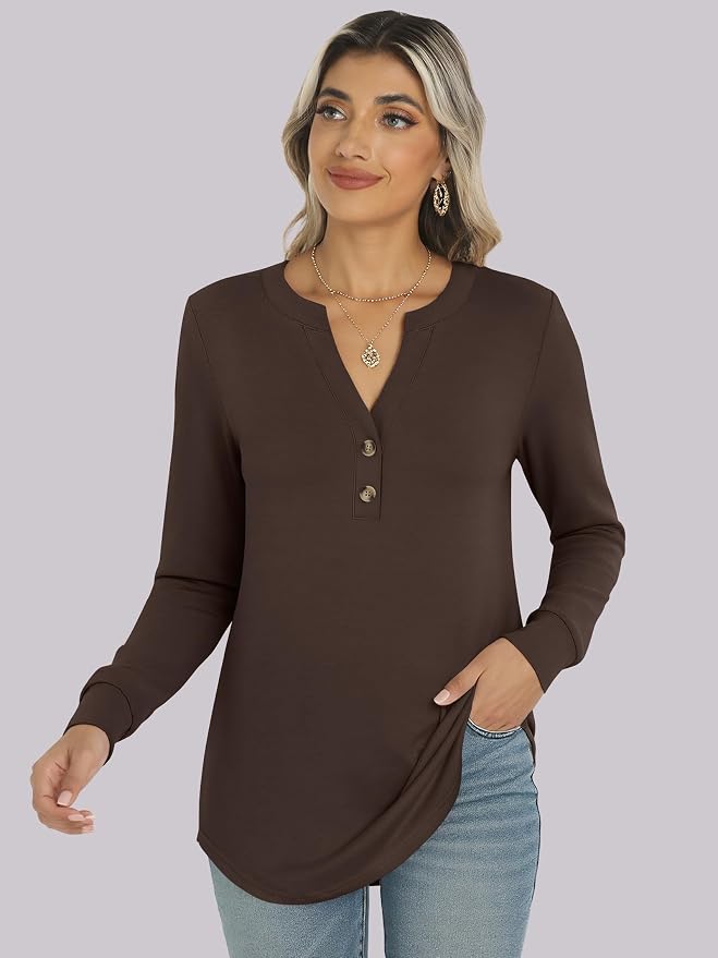 ANRABESS Women's Long Sleeve Shirts 2026 Spring Fashion Dressy Casual Tops Trendy Henley Blouses Cute Work Outfits Clothes - Image 6
