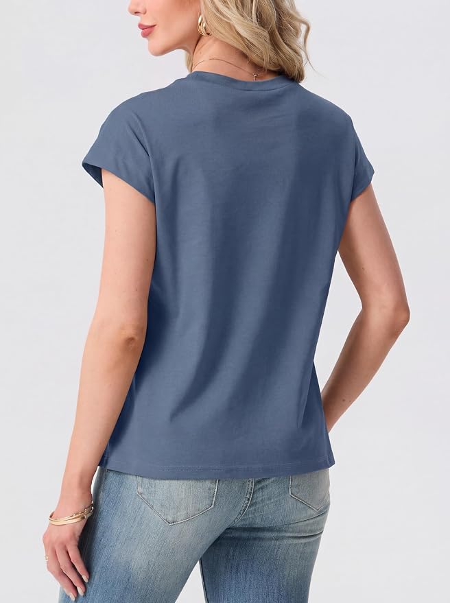 GRECERELLE Womens Summer Tops Cap Sleeve Crew Neck Basic T-Shirt | Everyday Casual Wear, Layering Friendly, Wrinkle-Resistant, Business Casual Ready, Lightweight & Packable, Capsule Wardrobe - Image 7