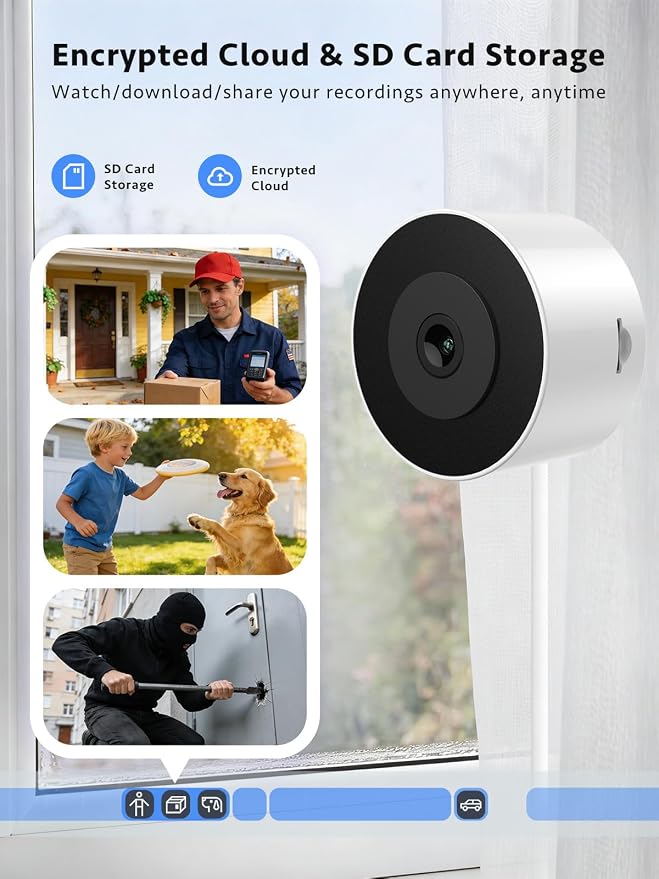 Septekon 2 Pack 2K Window Security Camera with No-Drill 18° Tilt Angle Mount, Dual-Band 2.4GHz & 5GHz WiFi, Indoor Camera for Outdoor Monitoring, Color Night Vision, AI Human Detection, White - Image 7