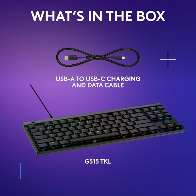 Logitech G515 TKL Gaming Keyboard (Tactile) - Black | Fully customizable, double-shot PBT keycaps, brown switches - Image 8