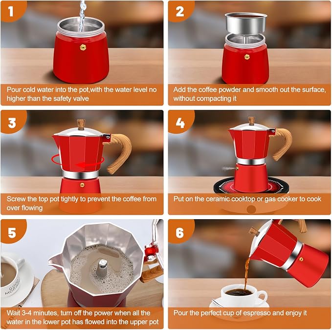 3 Cup Aluminum Espresso Stovetop Moka Pot Express Coffee Maker Percolator Italian Classic Mocha Coffee Machine for Italian and Cuban Cafe Brewing for Home & Camping 150ml 5oz - Image 8