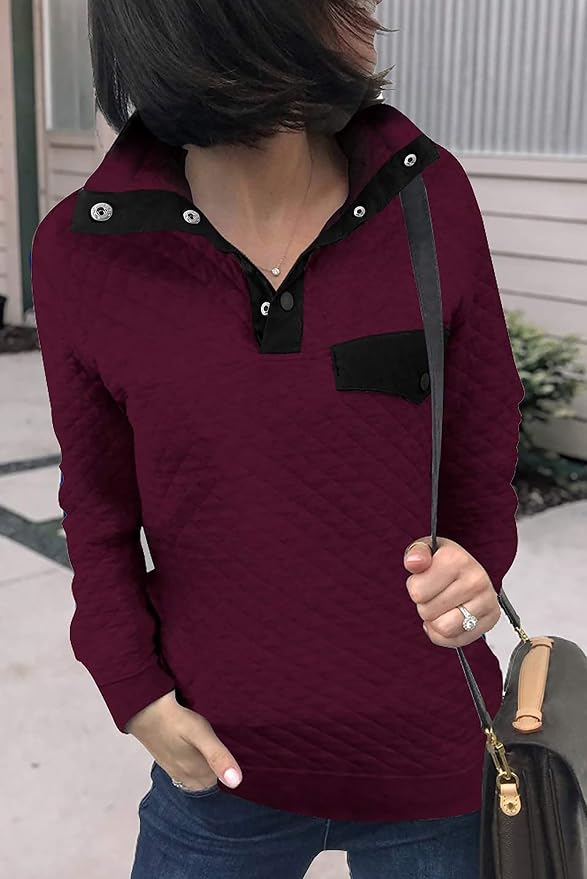 BTFBM Women Fashion Quilted Pattern Lightweight Zipper Long Sleeve Plain Casual Ladies Sweatshirts Pullovers Shirts Tops - Image 3