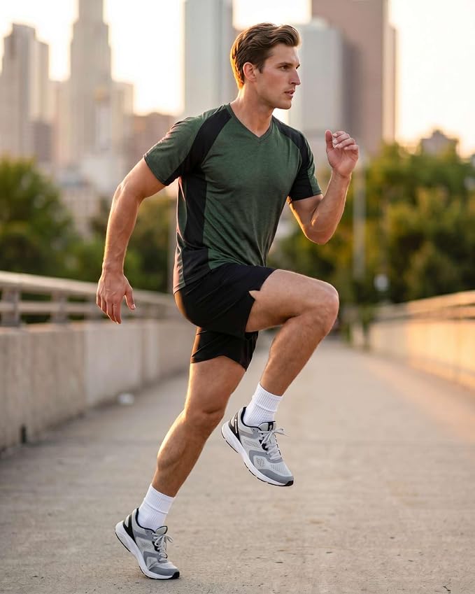 5 Pack Men's Dry Fit V Neck Gym Workout T Shirts Athletic Moisture Wicking | Cooling, Quick Dry, Breathable, Short Sleeve, Exercise, Cycling, Sports, Outdoor, Fitness, Golf, Crossfit, Hiking, Tennis - Image 7