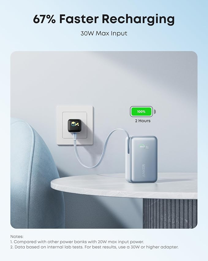 Anker Nano Power Bank, 45W 10,000mAh Portable Charger, iPhone Battery Pack | Built-In Retractable USB-C Cable, for iPhone 17 / 16 Series, iPad, Galaxy, Pixel, and More, Compact Travel Design - Image 7