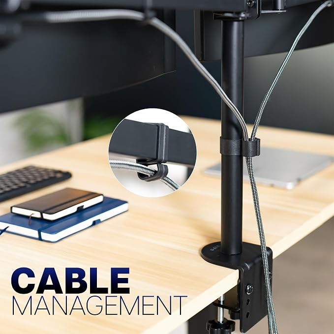 VIVO Premium Dual Ultra Wide LCD LED 40 to 45 inch Monitor Desk Mount, Heavy Duty, Adjustable Telescoping Arms, Flush Wall Setup, Fits 2 Screens, Black, STAND-TS45C - Image 9