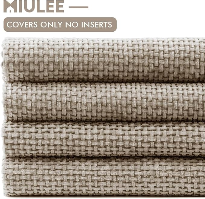 MIULEE Pack of 4 Couch Throw Pillow Covers 22x22 Inch Khaki Soft Decorative Chenille Pillow Covers Farmhouse Accent Cushion Covers for Boho Home Decor Sofa Bedroom Living Room - Image 6