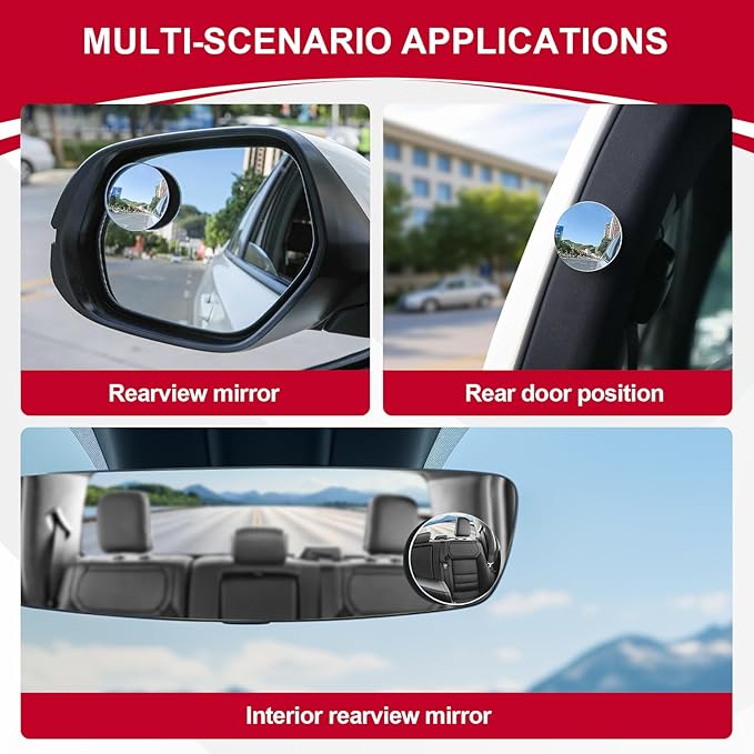 LivTee Blind Spot Mirror, 2" Round HD Glass Frameless Convex Rear View Mirrors Exterior Accessories with Wide Angle Adjustable Stick for Car SUV and Trucks, Pack of 2 - Image 6