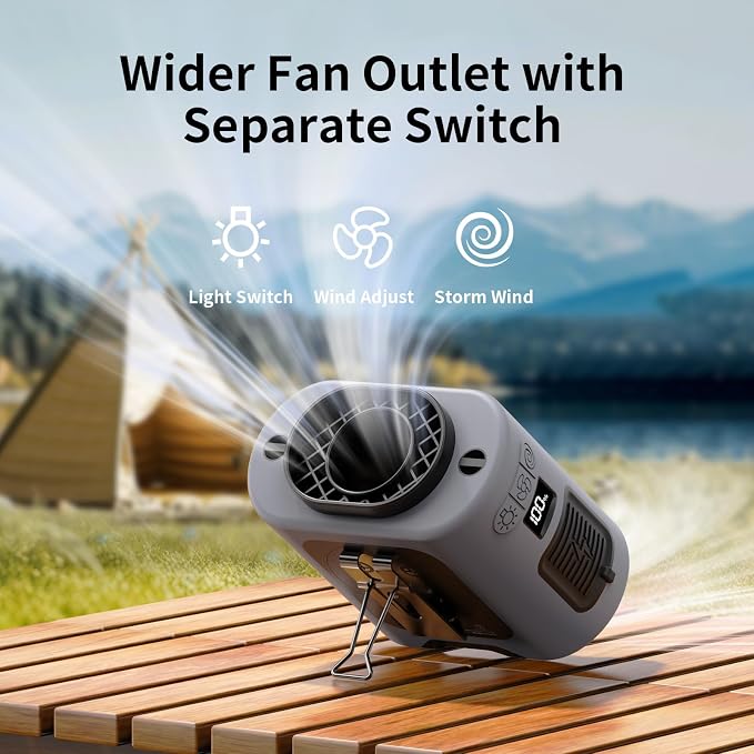 Socool 14500mAh Portable Waist Fan Clip on Belt 360 Rotation Wearable Rechargeable Personal Shirt Fan, 67H Cooling 5-Speed Battery Operated with Light, Neck Fan Hands-Free for Outdoor Jobsite Camping - Image 7