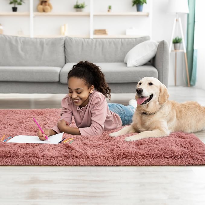 Tepook Soft Runner Rugs for Bedroom 2x6 ft with Rubber Backing, Blush Fluffy Rugs for Living Room, Shag Bedside Rug Fuzzy Plush Carpet for Room, Area Rug for Dorm Nursery Hallway Indoor Home Decor - Image 8