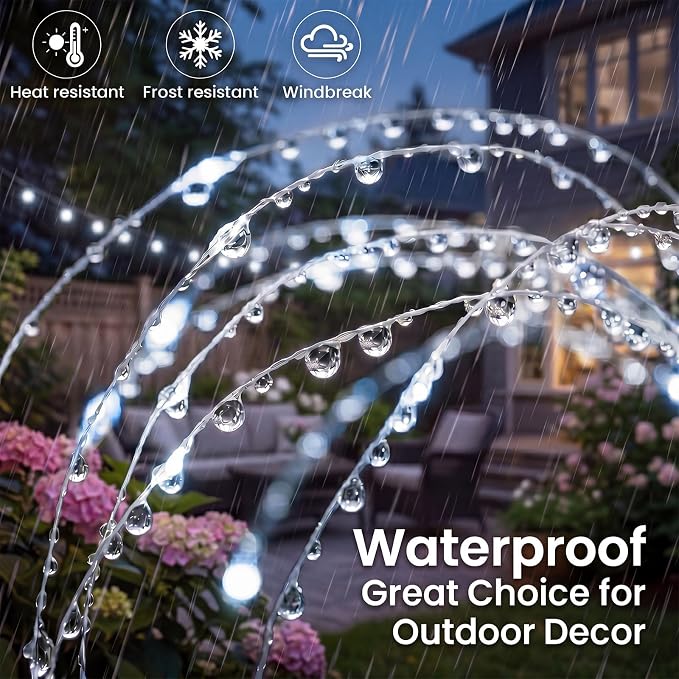 btfarm 4 Pack 120 LED Solar Garden Lights Outdoor, 8 Modes Firework Lights Solar Powered, Waterproof Twinkle Fairy Light Outside for Yard Patio Pathway Pool Christmas Party Decorative, Cool White - Image 8