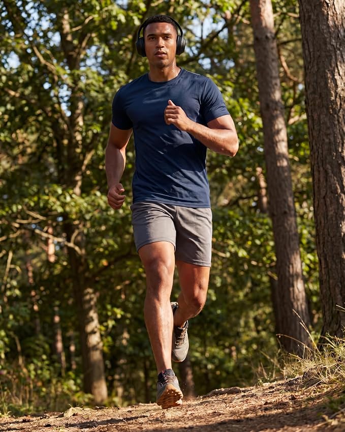 5 Pack Men's Dry Fit Short Sleeve T-Shirt Gym Workout Athletic Running Tee | Cooling, Moisture-Wicking, Crew Neck, Quick-Dry, Breathable, Active, Exercise, Fitness, Basketball, Cycling, Hiking, Tennis - Image 6