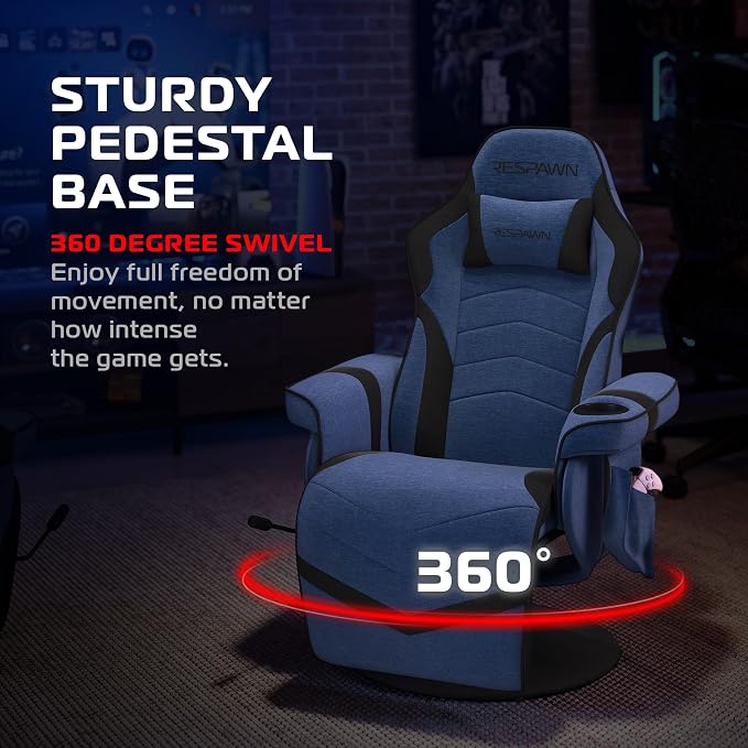 Respawn 900 Gaming Recliner Chair with Footrest, Cup Holder and Swivel | Ergonomic gaming recliner with footrest, cup holder, lumbar support, 135° recline & 360° swivel for console gaming - Image 6