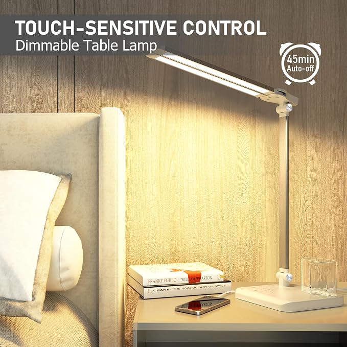 LED Desk Lamp for Home Office Desk Light Table Lamp 50 Lighting Modes Timer | Eye-Caring Desk Lamp with USB Adapter, Foldable Dual Swing Arm Architect for Reading, Study, Workbench - Image 7