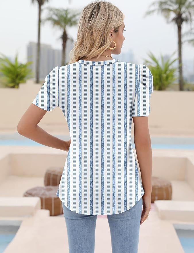 Ivicoer Puff Short Sleeve Shirt for Women Eyelet Tops Summer Crewneck Blouse Loose Fit S-XXL - Image 6