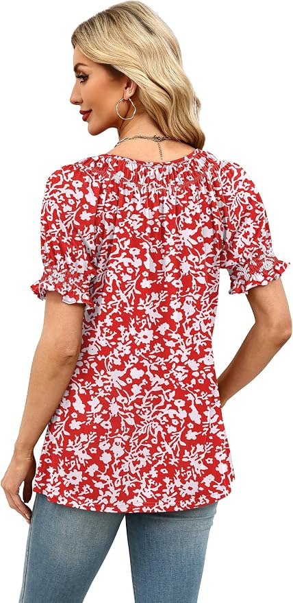 WIHOLL Womens Short Sleeve Square Neck Summer Tops Dressy Casual Blouses Trendy Clothes 2026 - Image 6