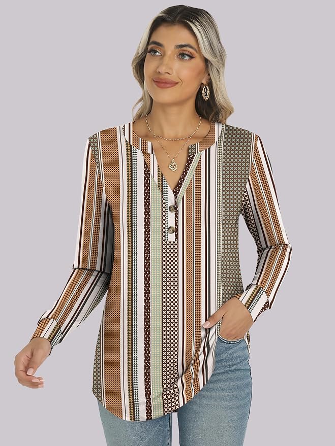 ANRABESS Women's Long Sleeve Shirts 2026 Spring Fashion Dressy Casual Tops Trendy Henley Blouses Cute Work Outfits Clothes - Image 6