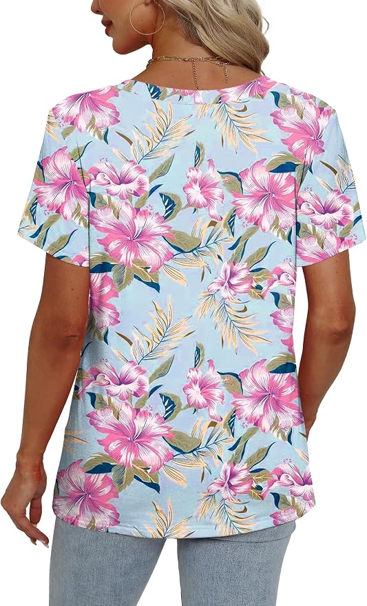 Alaroo Womens Summer Tops 2026 V Neck Short Sleeve Shirts Trendy Dressy Casual Vacation Outfits Printed - Image 5