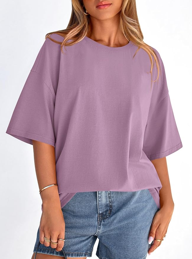 PRETTYGARDEN Womens 2026 Spring Going Out Tops Casual Short Sleeve Crewneck Loose Fit Basic Oversized T Shirts Summer Outfits - Image 8