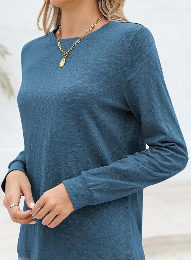 EVALESS Womens Crewneck Long Sleeve Tops Casual Polka Dots Tops Fall 2026 Tshirts Shirts - Image 6