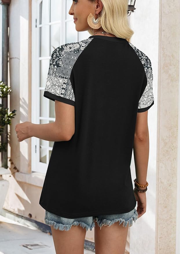 WIHOLL Womens Summer Tops Color Block Short Sleeve Raglan Shirts Spring Fashion Clothes Vacation Outfits - Image 5
