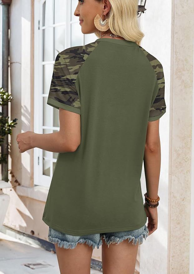 WIHOLL Womens Summer Tops Color Block Short Sleeve Raglan Shirts Spring Fashion Clothes Vacation Outfits - Image 5