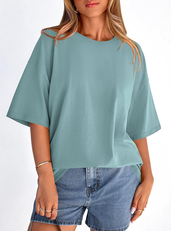 PRETTYGARDEN Womens 2026 Spring Going Out Tops Casual Short Sleeve Crewneck Loose Fit Basic Oversized T Shirts Summer Outfits - Image 8