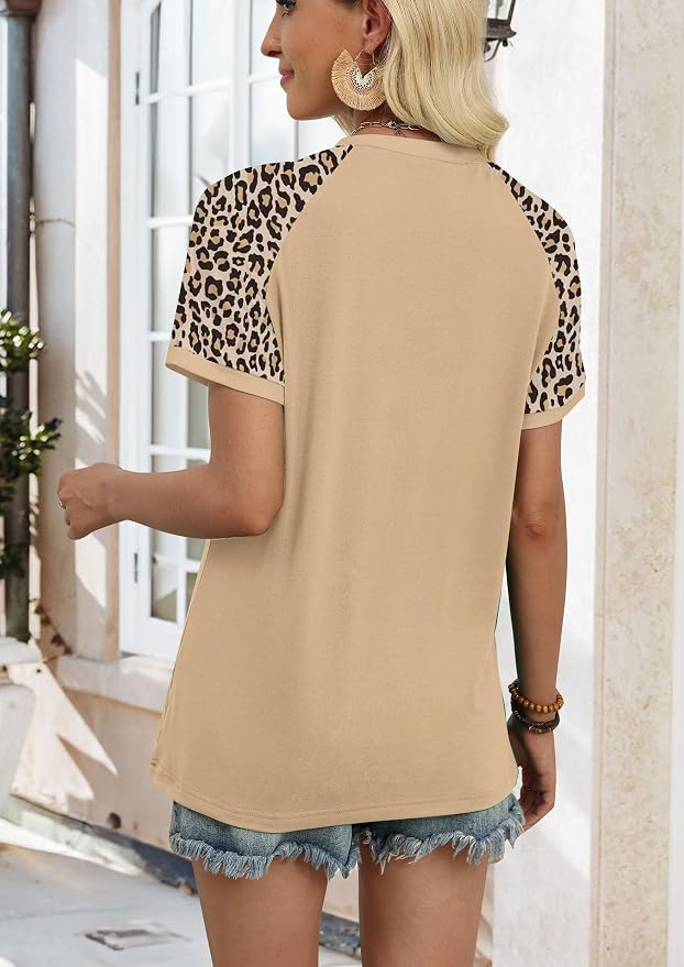 WIHOLL Womens Summer Tops Color Block Short Sleeve Raglan Shirts Spring Fashion Clothes Vacation Outfits - Image 5