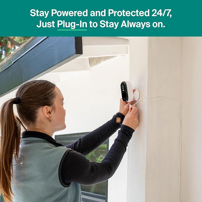 Arlo Essential Security Camera 2K (2025 Release) + 6 Months of Secure Plus Plan - Continuous Wired Plug-in Power Outdoor Camera, Person Recognition, Package Detection, Animated Preview, 1 Cam, Black - Image 7