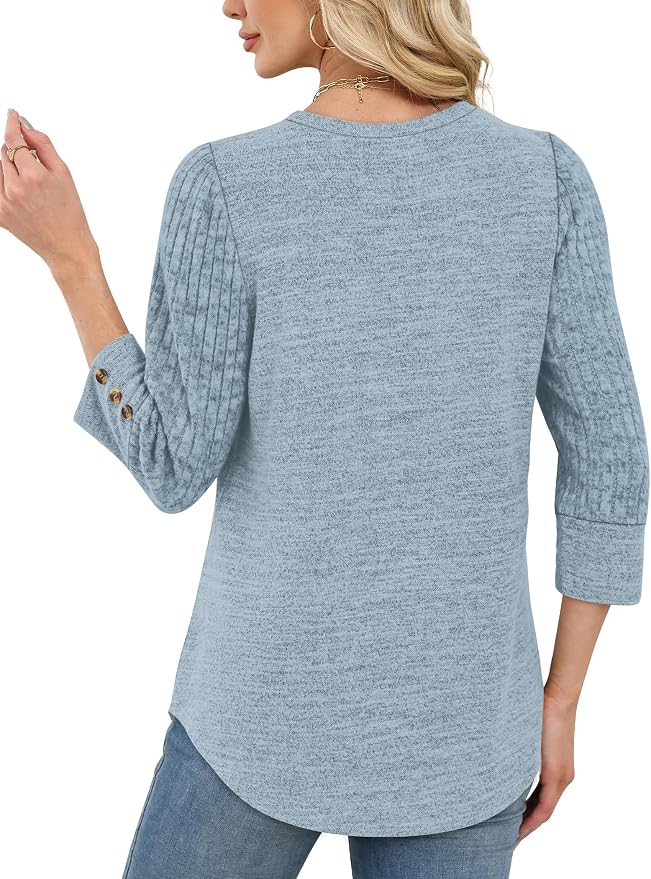 WIHOLL 3/4 Length Sleeve Womens Tops Sweaters Shirts Lightweight Spring Outfits 2026 Winter Clothing S-2XL - Image 5