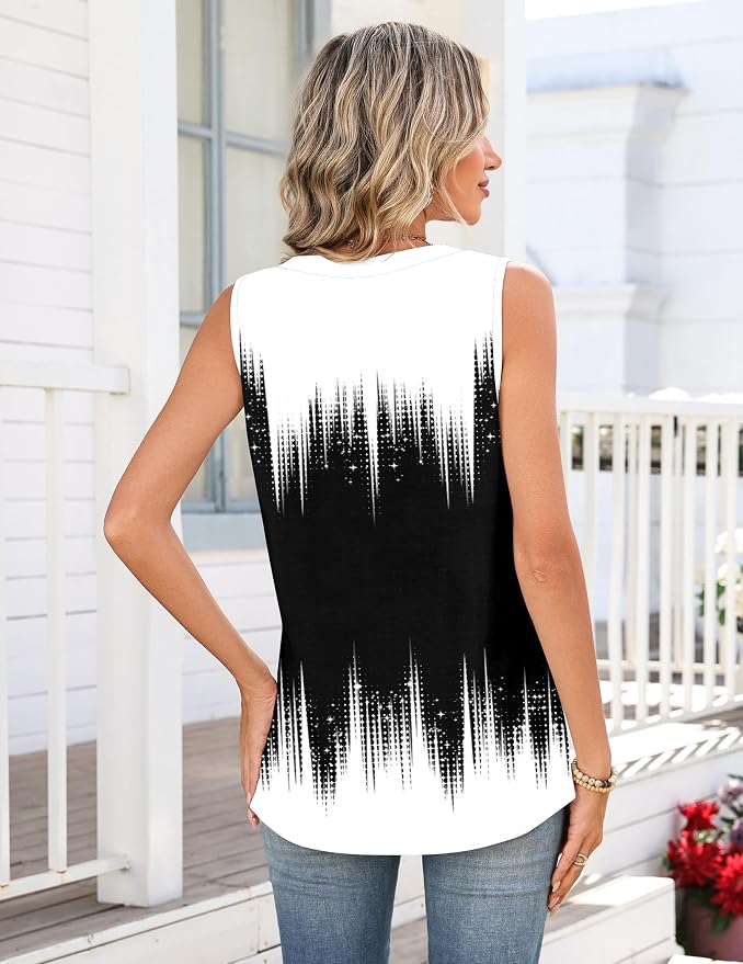 Zeagoo Tank Tops for Women 2026 Summer Top Henley Shirts Dressy Casual Loose Fit V-Neck Button Down Sleeveless Tshirt Blouse - Image 5