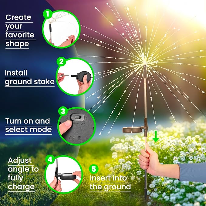 GIGALUMI Garden Outdoor Decor Lights 120LED 2Pack, Solar Garden Lights for Yard Outside Fairy Decorative,Solar Powered for Yard Pathway Flowerbed Planter Balcony Patio Decor(Green) - Image 8