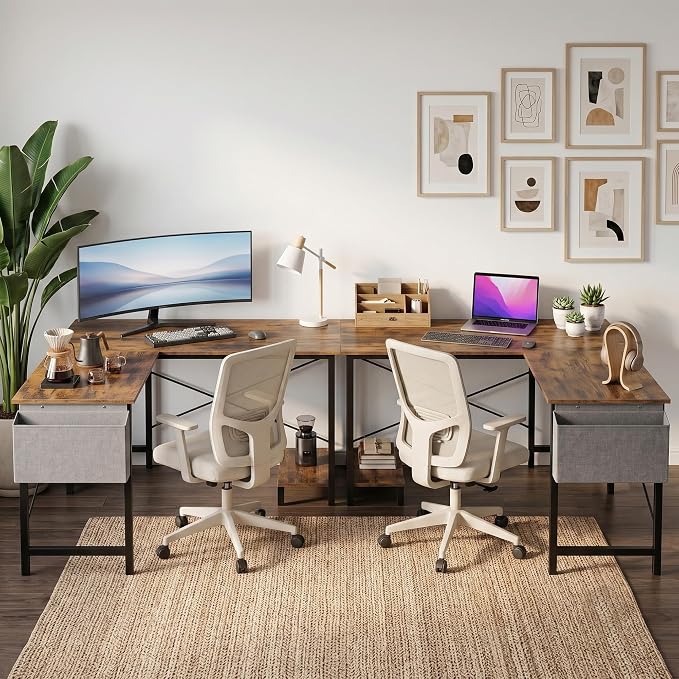 Alpen Corner Desk, 50 Inch L Shaped Gaming Desk with Storage Pocket and CPU Stand, Work Desk for Home Office, Small Corner Study Writing Table with Sturdy Metal Frame, Rustic Brown - Image 8