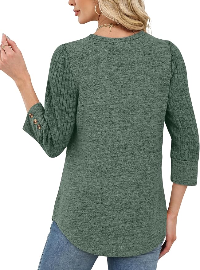 WIHOLL 3/4 Length Sleeve Womens Tops Sweaters Shirts Lightweight Spring Outfits 2026 Winter Clothing S-2XL - Image 5