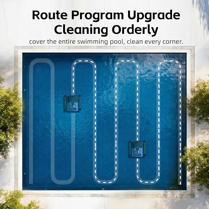 Pool Vacuum for Inground Pool, Cordless Pool Cleaner Robot with Smart Navigation, Self-Parking, LED Indicator, Wall&Waterline Above Ground Pool Vacuum Cleaning up to 2150 Sq.ft - Image 8