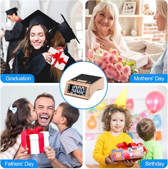 TechGlow Foldable Cellphone Stand with Bluetooth Speaker Charging Station Birthday Gifts for Men Women Mother Father Boy Girl Teens Cool Tech Gadgets-Rose Gold - Image 8