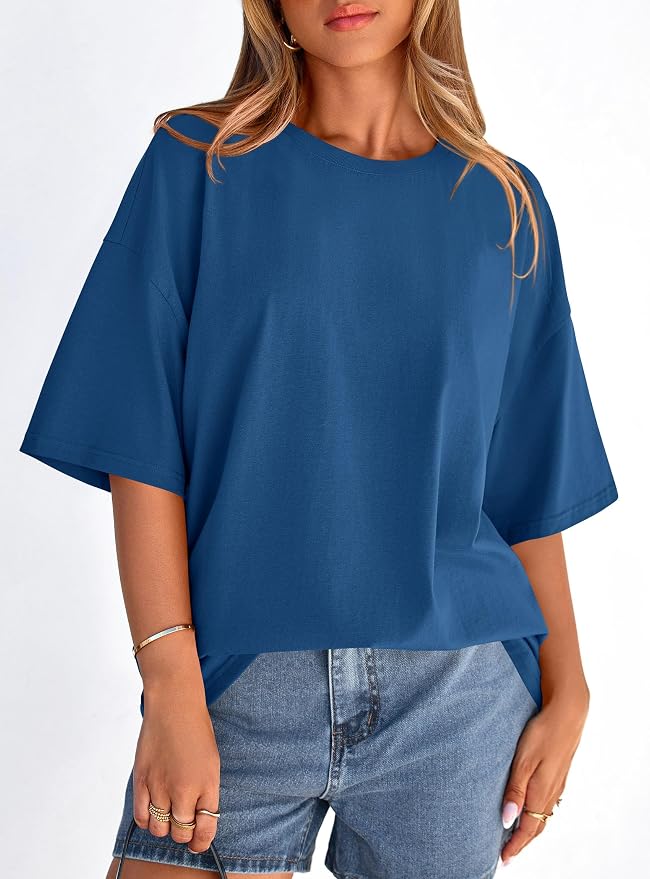 PRETTYGARDEN Womens 2026 Spring Going Out Tops Casual Short Sleeve Crewneck Loose Fit Basic Oversized T Shirts Summer Outfits - Image 8