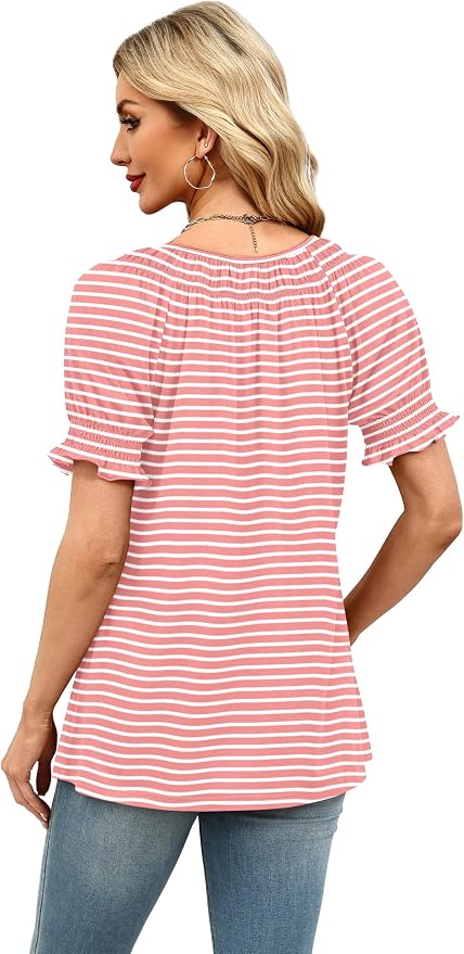 WIHOLL Womens Short Sleeve Square Neck Summer Tops Dressy Casual Blouses Trendy Clothes 2026 - Image 6
