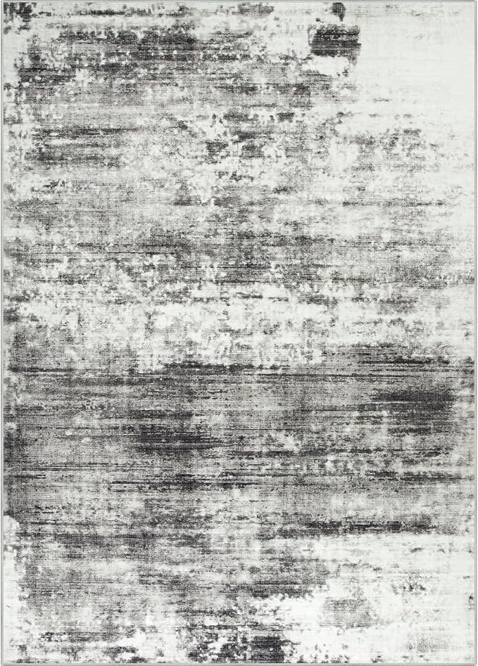 10x14 Area Rugs Washable Rug: Modern Abstract Living Room Rug Soft Anti-Skid Thin Carpet Indoor Floor Non-Shedding Carpets for Bedroom Dining Room Farmhouse Nursery Home Office Black Grey - Image 10