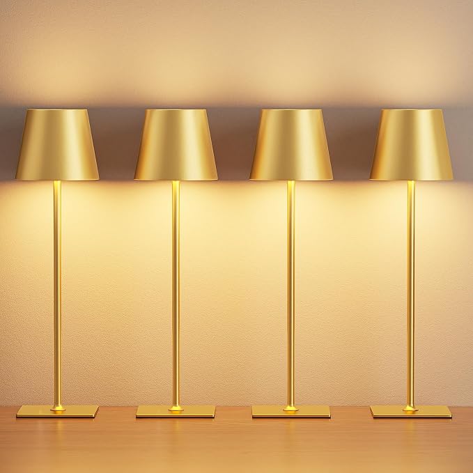 Kakanuo Gold Cordless Rechargeable Table Lamp 5000mAh Battery Operated Lamps, 3 Colors Stepless Dimming Touch Lamp for Dining, Living Room, Outdoor Patio, Kitchen Counter, 4 Pack - Image 8