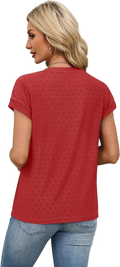 Alaroo Womens Summer Tops Short Sleeve Shirts Crew Neck Tshirt Cute Trendy Tunic Blouses (S-3XL) - Image 5